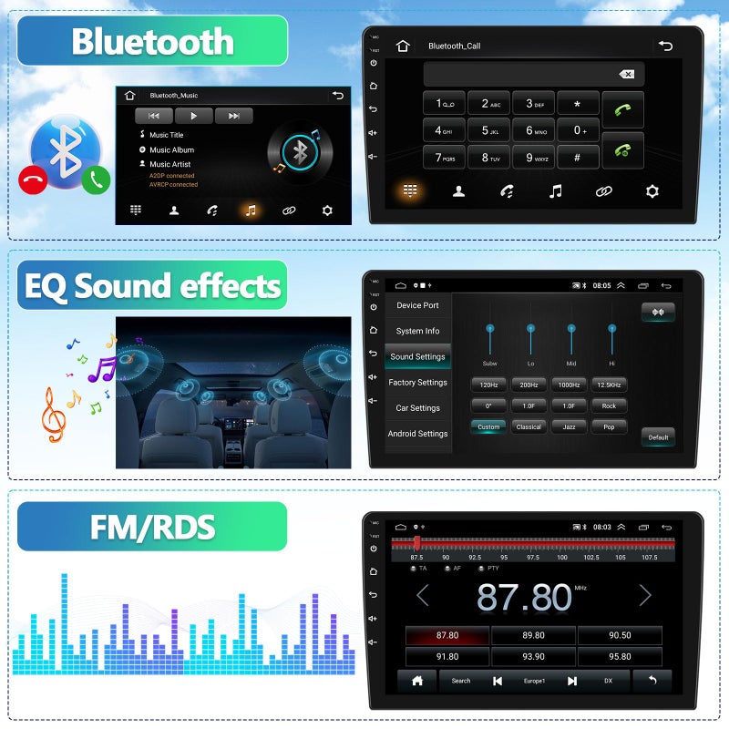 AMprime Android Double Din Car Stereo with Apple Carplay 10.1'' Touchscreen Car Radio Support Bluetooth, WiFi, GPS, FM, SWC + Rear Camera & External Microphone - Image 3